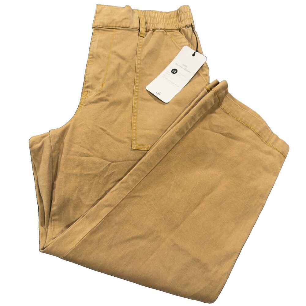 NWT cabi Discovery Trouser Pants Women’s 12 Cumin Tan High Rise Paperbag Crop